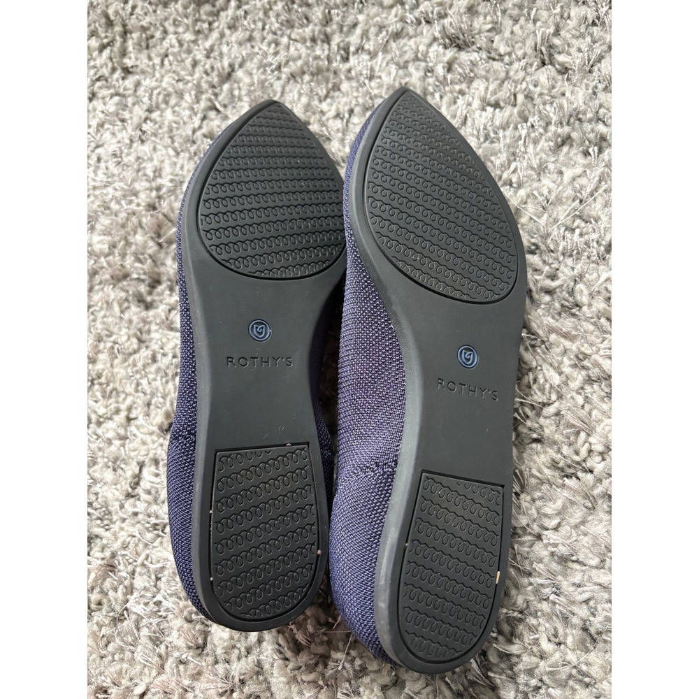 Rothy's The Point Navy Blue Knit Pointed Toe Flats Size 9 - Picture 7 of 7